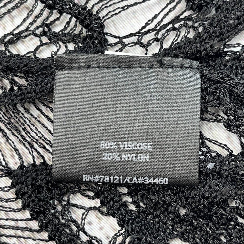 Eileen Fisher Black Crochet Knit Layer Midi Dress Sz XS Unlined Cover Up Pool Re - Picture 6 of 8